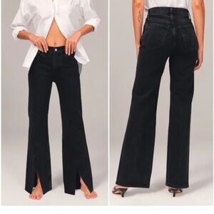 A&F Curve Love High Rise 90s Relaxed Jean, Black with Vent Hem 25 Short